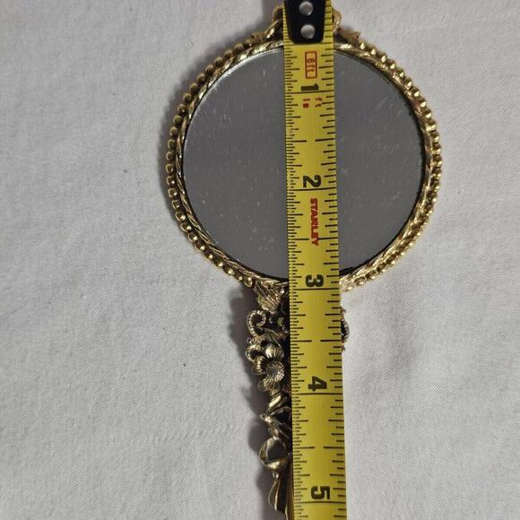 VTG Gold Plated Hand Mirror. HEAVY - 5 1/2" LONG. Double Sided. See Photos - Picture 4 of 6
